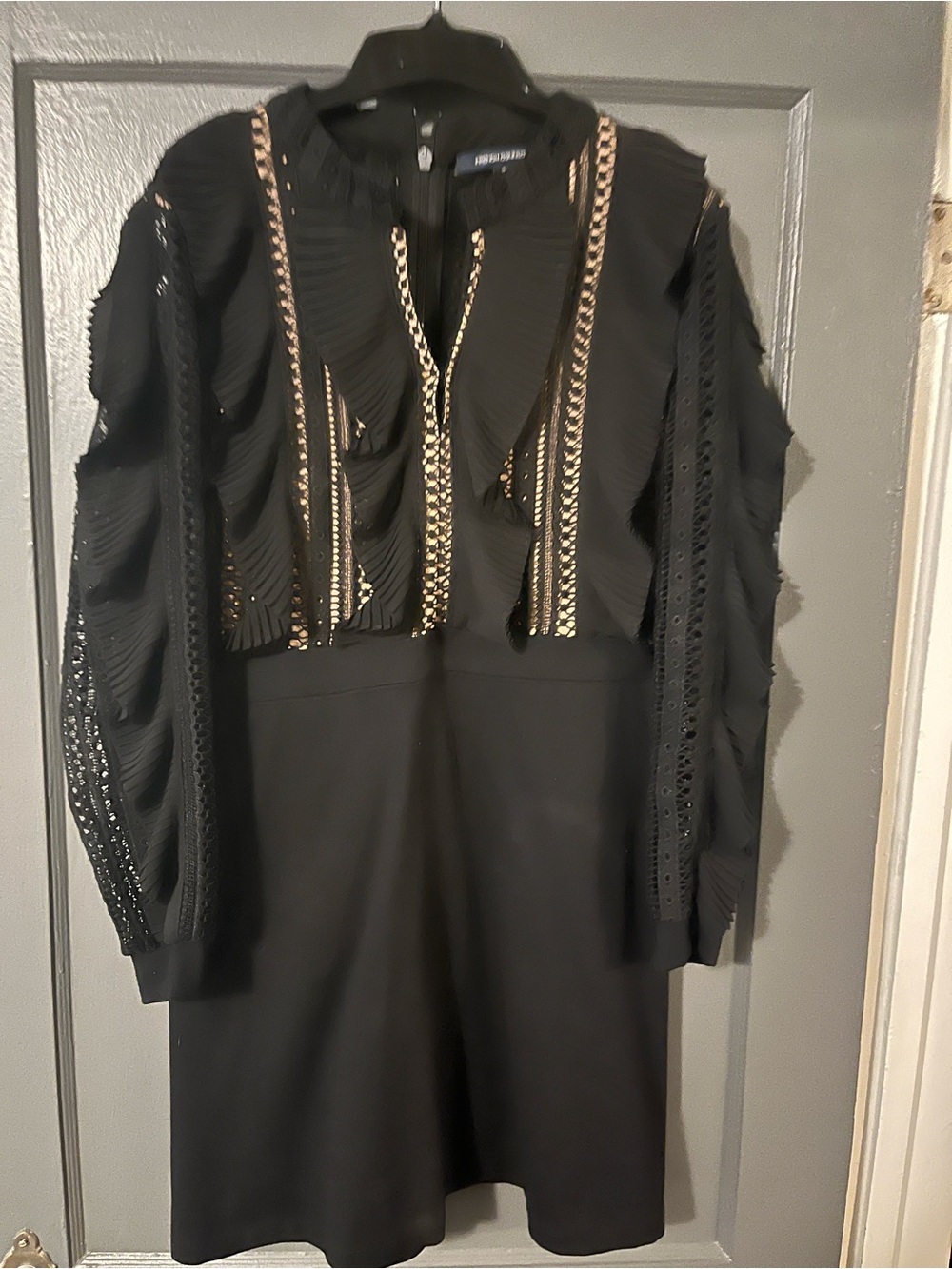 French Connection Black Dress with Gold Trim